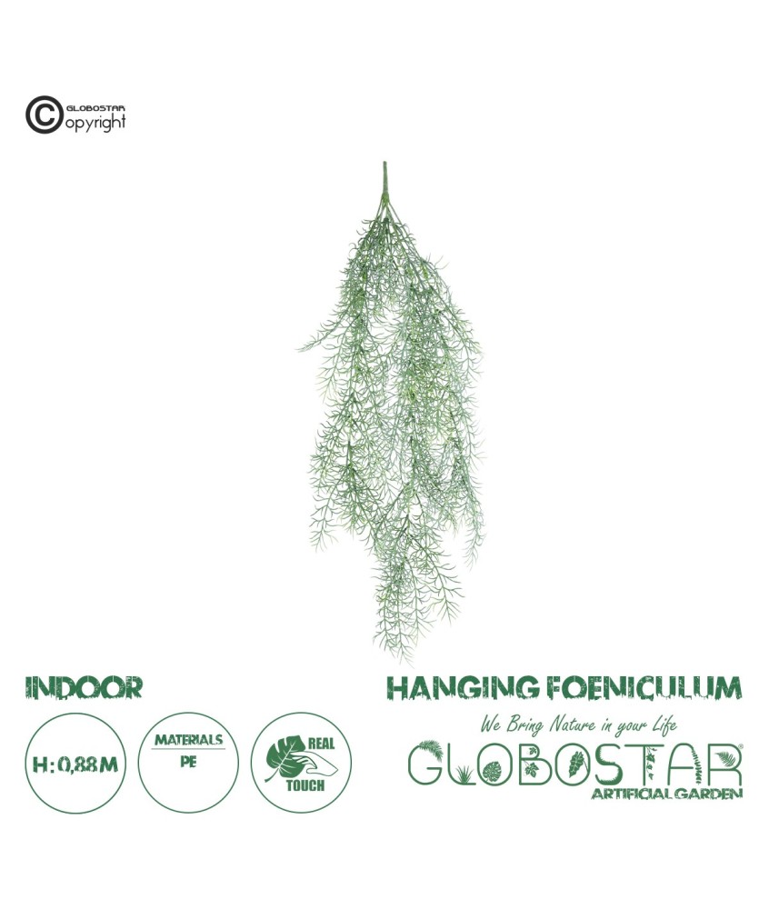GloboStar® Artificial Garden HANGING FOENICULUM 20851 Τεχνητό Διακοσμητικό Κρεμαστό Φυτό Φοινίκουλο Μ30 x Π12 x Υ88cm